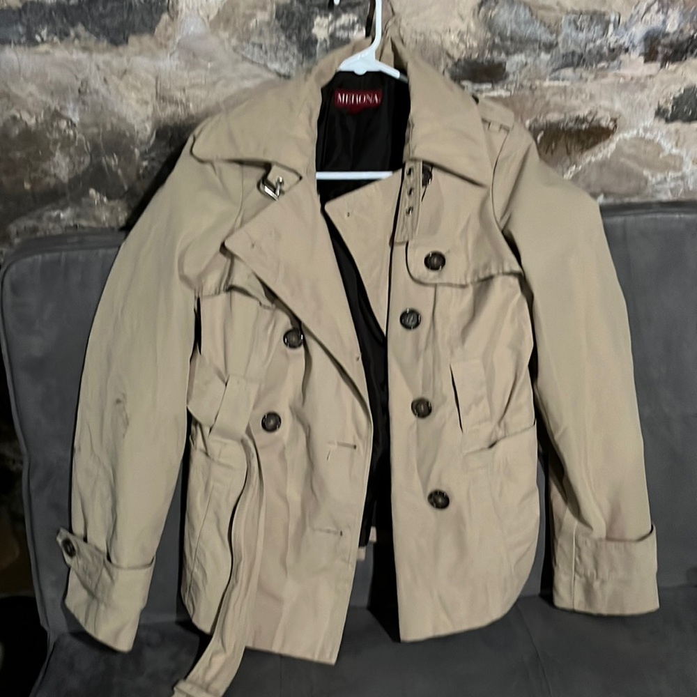 Tan jacket with belt